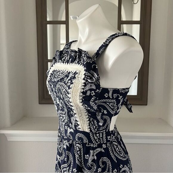 Sea New York Theodora Paisley Apron Midi Dress in Navy, NWT, Size 2 - Picture 11 of 15